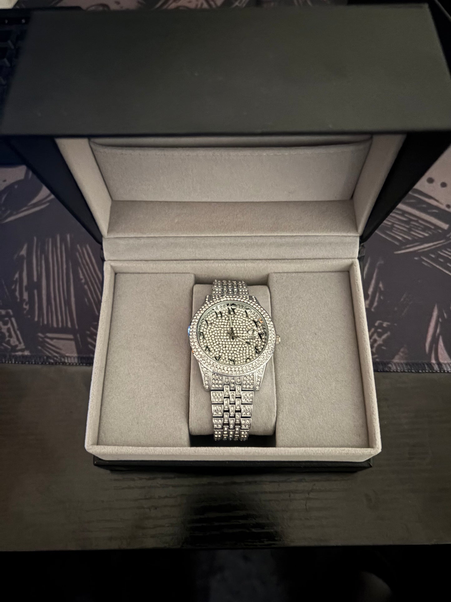 Iced Out Moissanite Arabic Dial Watch - Passes Diamond Tester