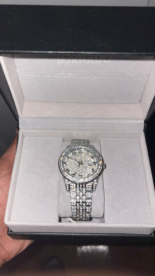 Iced Out Moissanite Arabic Dial Watch - Passes Diamond Tester