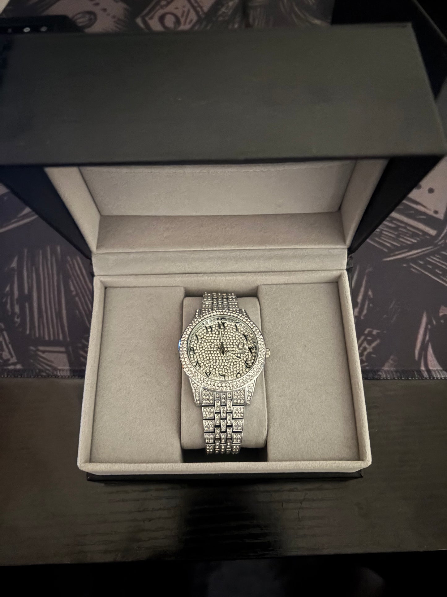 Iced Out Moissanite Arabic Dial Watch - Passes Diamond Tester